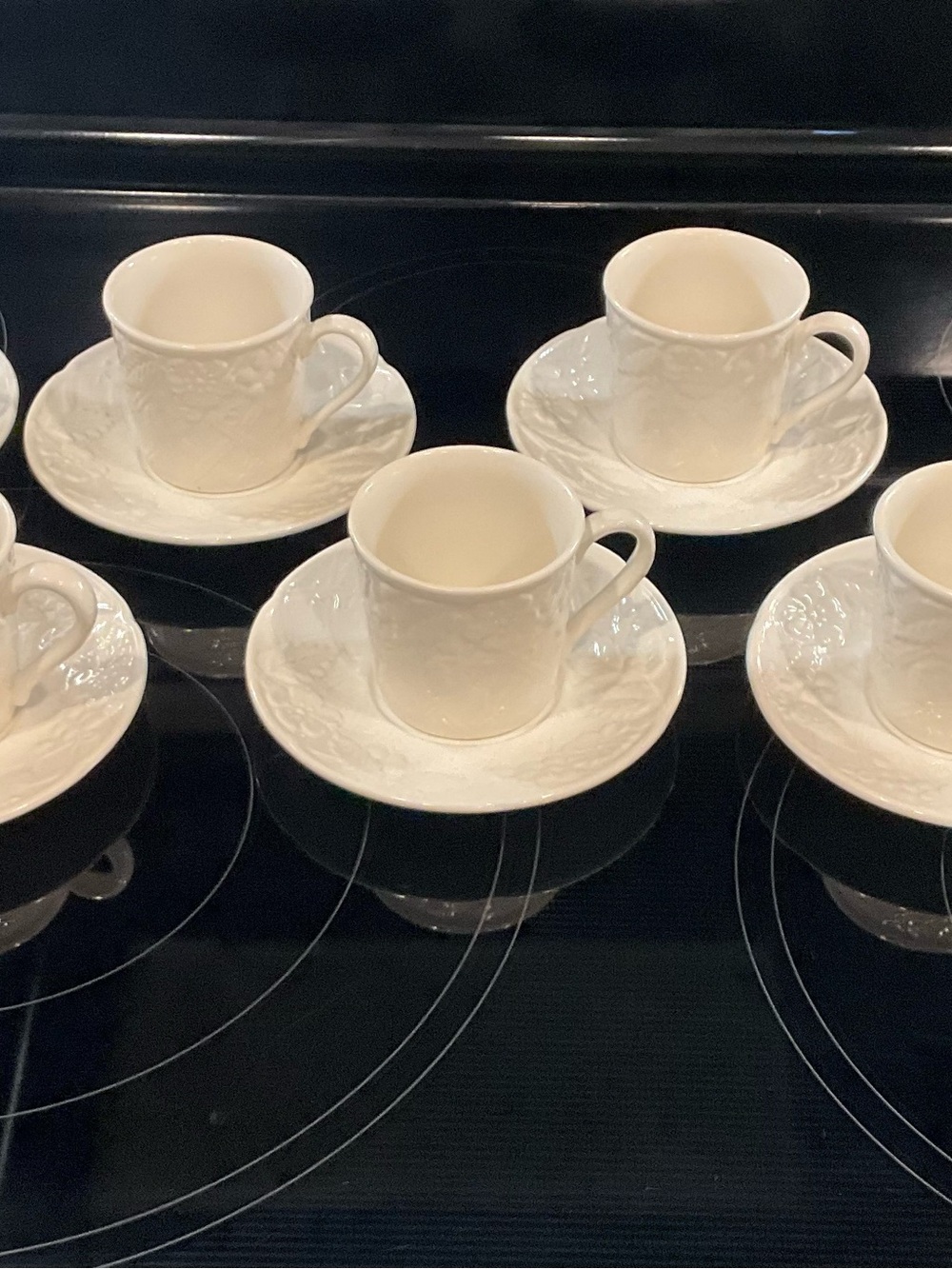 Mikasa White English Countryside Porcelain Demitasse Cup & Saucer set of 6